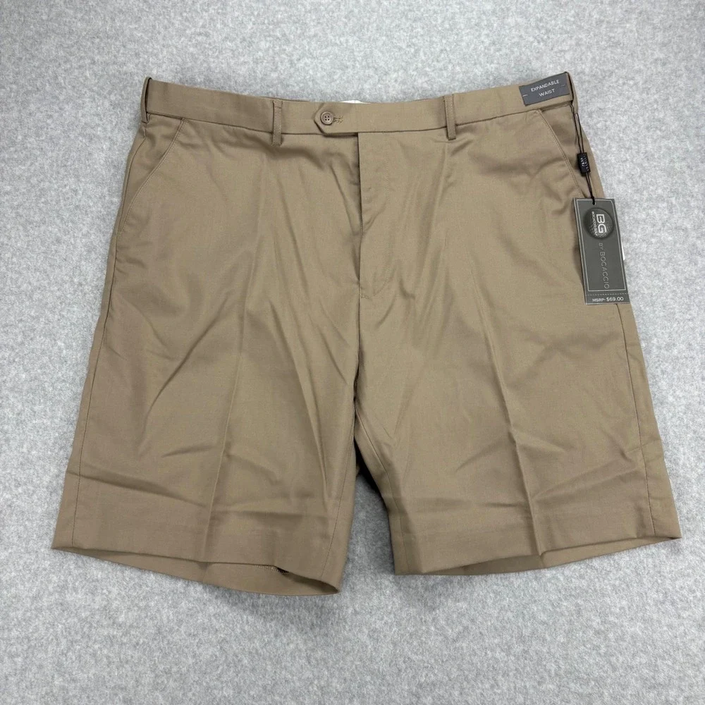 Bocaccio Golf Shorts Mens 42 Khaki Expandable Waist Stretch Performance Golfing